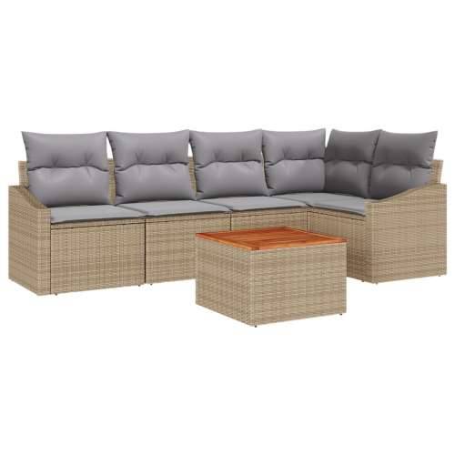 Set od 6 Vrtnih Sofa s Jastučićima Bež Poli Ratan Akacije Cijena