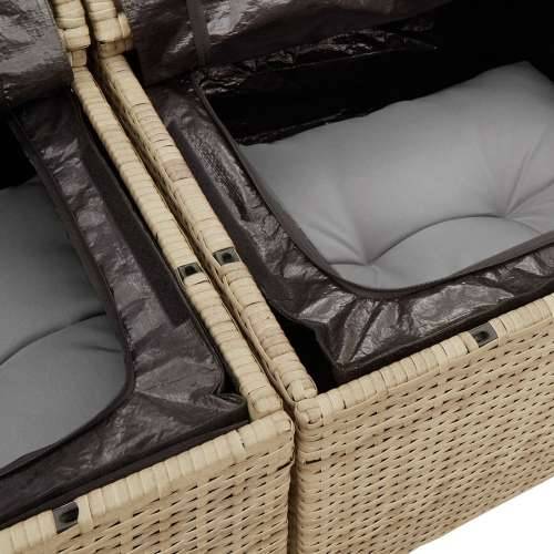 Set od 6 Vrtnih Sofa s Jastučićima Bež Poli Ratan Akacije Cijena