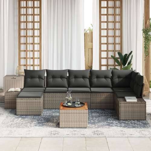 8 komada vrtni set sofe s jastučićima siva poly rattan akacija Cijena