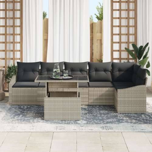 7 komada set vrtnih sofa s jastučićima svijetlo sivi poli ratan Cijena