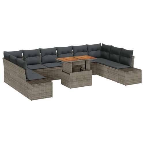 11-dijelni Vrtni Sofas Set s Jastučićima Sivi Poli Ratan Cijena