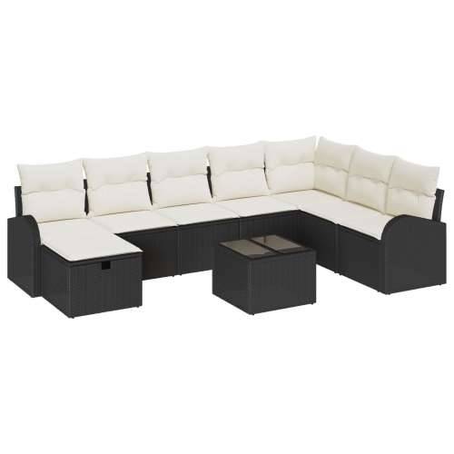 Vrtna garnitura - 9-dijelni set vrtnih sofa s jastučićima crni Poli Ratan Cijena
