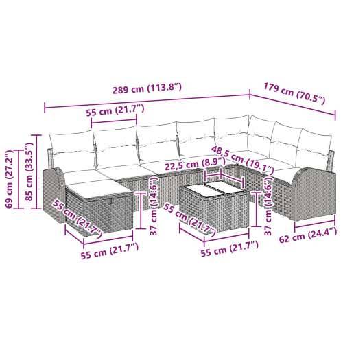 Vrtna garnitura - 9-dijelni set vrtnih sofa s jastučićima crni Poli Ratan Cijena