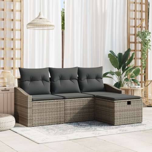 set od 4 dijela vrtnih sofa s jastučićima sivi poli ratan Cijena