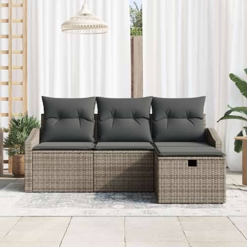 set od 4 dijela vrtnih sofa s jastučićima sivi poli ratan Cijena