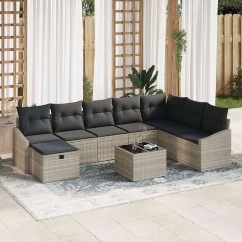 9-dijelni vrtni sofa set s jastucima svijetlosivi poli ratan Cijena