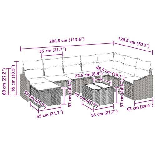 9-dijelni vrtni sofa set s jastucima svijetlosivi poli ratan Cijena