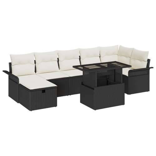 Vrtna garnitura - 8-dijelni set vrtnih sofa s jastucima Crni Poliratan Cijena