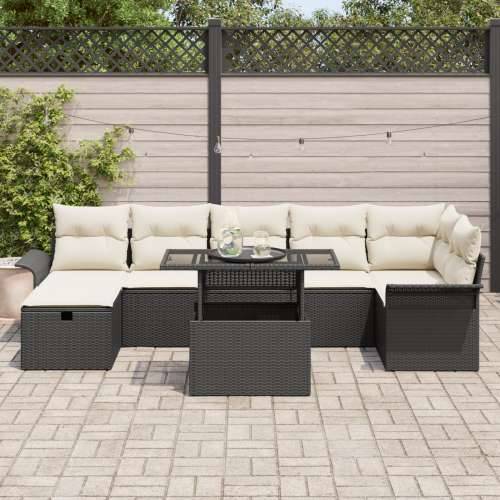 Vrtna garnitura - 8-dijelni set vrtnih sofa s jastucima Crni Poliratan Cijena