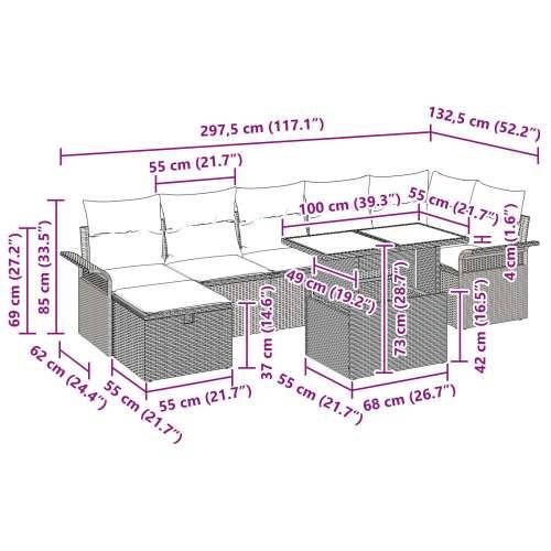 Vrtna garnitura - 8-dijelni set vrtnih sofa s jastucima Crni Poliratan Cijena