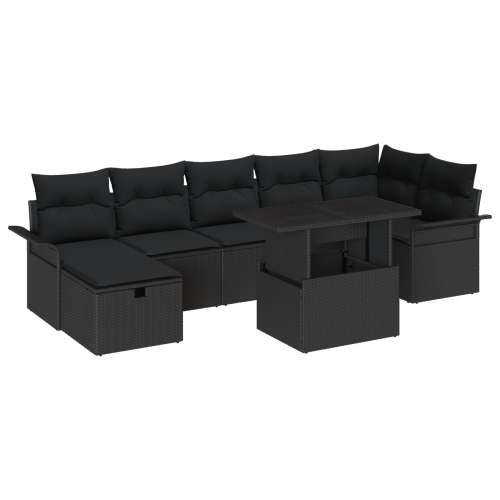8-dijelni vrtni sofa set s jastučićima Crni Poliratan Cijena