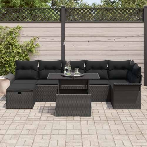 8-dijelni vrtni sofa set s jastučićima Crni Poliratan Cijena