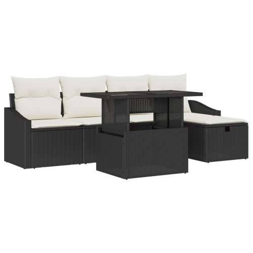 6-dijelni vrtni sofa set s jastučićima crni poli ratan Cijena