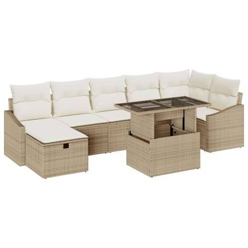 8 kom set vrtnih sofa s jastučićima Bež Poli Ratan Cijena