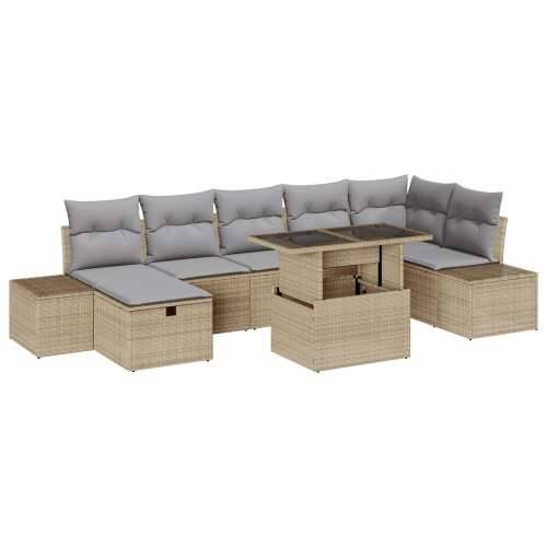Set od 8 komada vrtnih sofa s jastučićima bež poli ratan Cijena