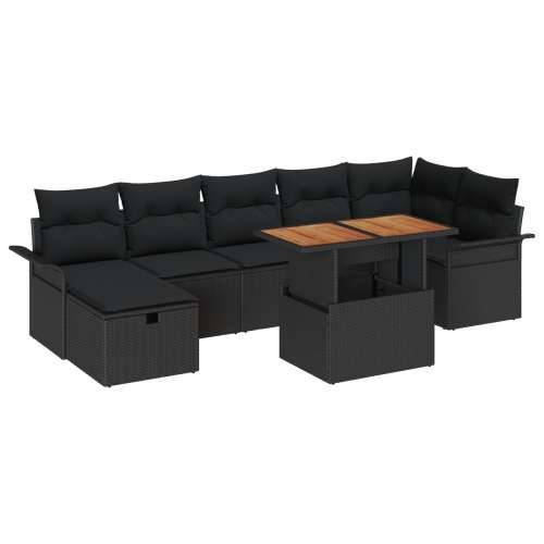 8-dijelni vrtni sofaset s jastučićima crni poli ratan Cijena