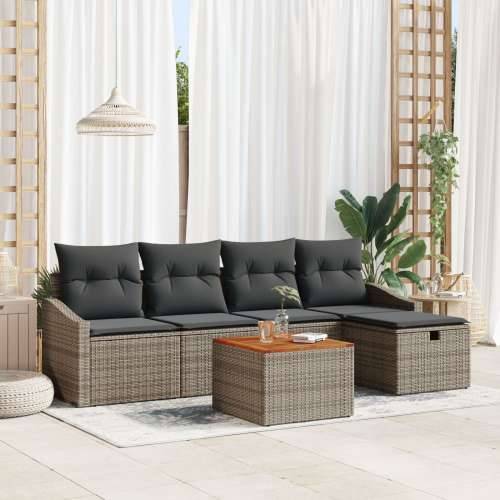 6-delni vrtni sofa set s jastučićima siva poli ratan Cijena