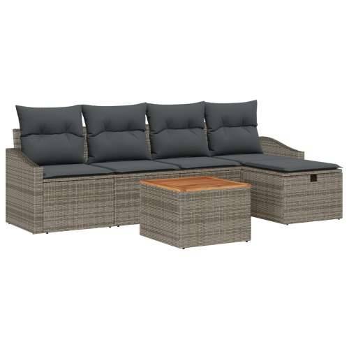 6-delni vrtni sofa set s jastučićima siva poli ratan Cijena