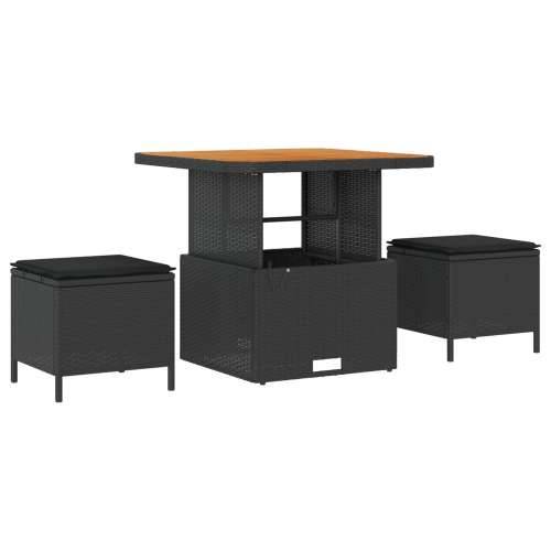Set vrtnih sofa 9 kom s jastucima Crni Poli Ratan Akacija, Set vrtnih obroka 3 kom s jastucima Crni Poli Ratan Akacija Cijena