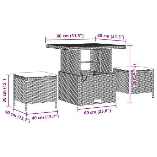 Set vrtnih sofa 9 kom s jastucima Crni Poli Ratan Akacija, Set vrtnih obroka 3 kom s jastucima Crni Poli Ratan Akacija Cijena