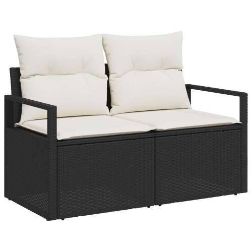 set od 13 komada vrtnih sofa s jastučićima Crna poli ratan akacija, 2-sjedna vrtna sofa s pohranom i jastučićima Crna poli ratan Cijena