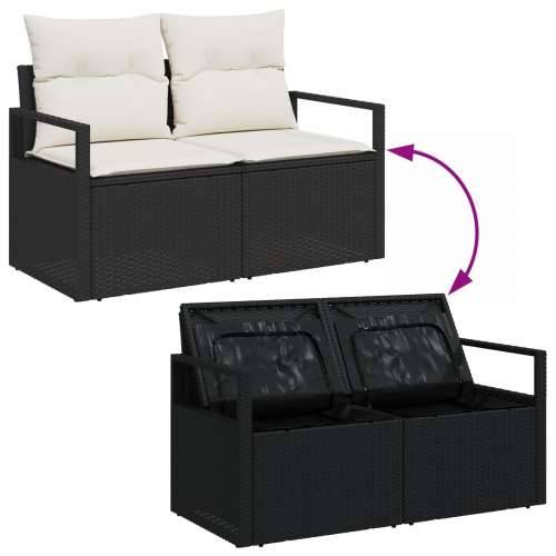 set od 13 komada vrtnih sofa s jastučićima Crna poli ratan akacija, 2-sjedna vrtna sofa s pohranom i jastučićima Crna poli ratan Cijena