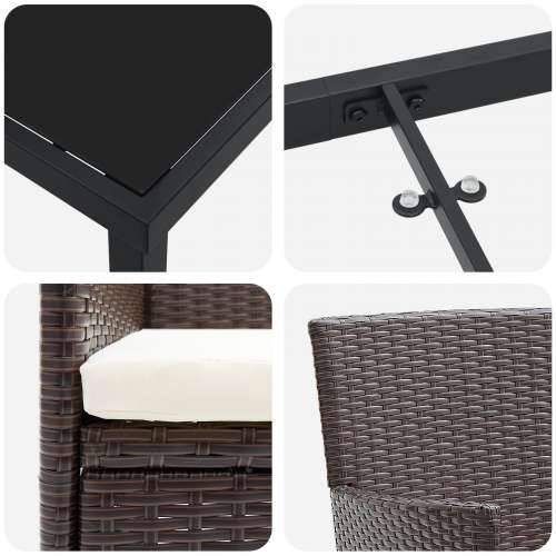 set od 5 vrtnih stolica za objedovanje smeđi poli rattan Cijena