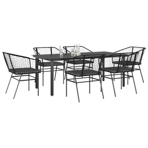 Vrtna garnitura - 7-dijelni vrtni blagovaonski set s jastucima, crno - Crna i tamno siva 200 x 100 x 74 cm 6 Cijena