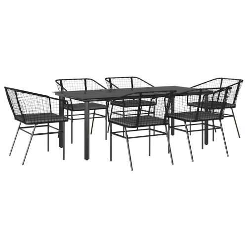 Vrtna garnitura - 7-dijelni vrtni blagovaonski set s jastucima, crno - Crna i tamno siva 200 x 100 x 74 cm 6 Cijena