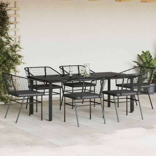 Vrtna garnitura - 7-dijelni vrtni blagovaonski set s jastucima, crno - Crna i tamno siva 200 x 100 x 74 cm 6 Cijena