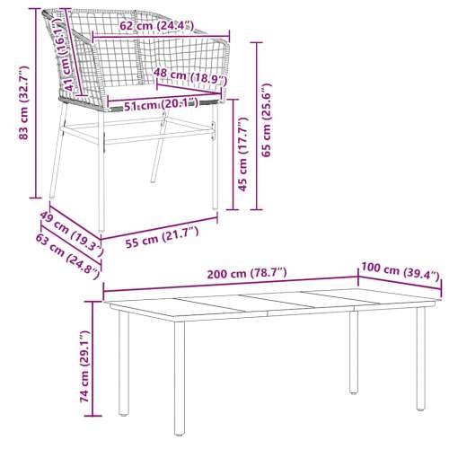 Vrtna garnitura - 7-dijelni vrtni blagovaonski set s jastucima poliratan i staklo - Smeđa i krem ​​bijela 200 x 100 x 74 cm 6 Cijena