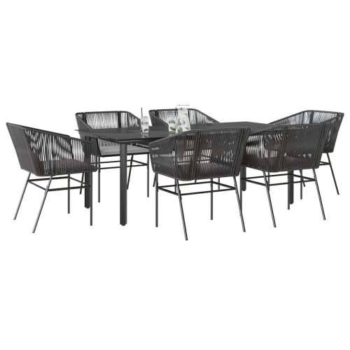 Vrtna garnitura - 7-dijelni vrtni blagovaonski set s jastucima, crno - Crna 200 x 100 x 74 cm 6 Cijena