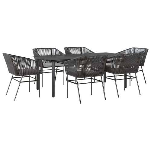 Vrtna garnitura - 7-dijelni vrtni blagovaonski set s jastucima, crno - Crna 200 x 100 x 74 cm 6 Cijena