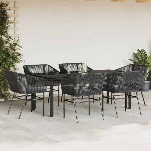 Vrtna garnitura - 7-dijelni vrtni blagovaonski set s jastucima, crno - Crna 200 x 100 x 74 cm 6 Cijena