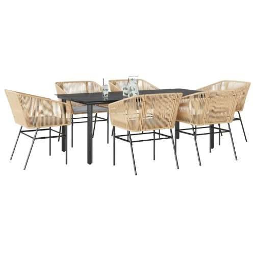 Vrtna garnitura - 7-dijelni vrtni blagovaonski set s jastucima poliratan i staklo - Smeđa 200 x 100 x 74 cm 6 Cijena
