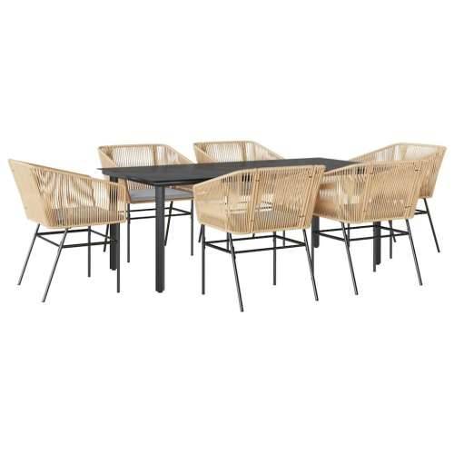 Vrtna garnitura - 7-dijelni vrtni blagovaonski set s jastucima poliratan i staklo - Smeđa 200 x 100 x 74 cm 6 Cijena