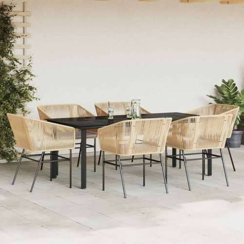 Vrtna garnitura - 7-dijelni vrtni blagovaonski set s jastucima poliratan i staklo - Smeđa 200 x 100 x 74 cm 6 Cijena