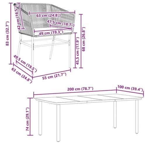Vrtna garnitura - 7-dijelni vrtni blagovaonski set s jastucima poliratan i staklo - Smeđa 200 x 100 x 74 cm 6 Cijena