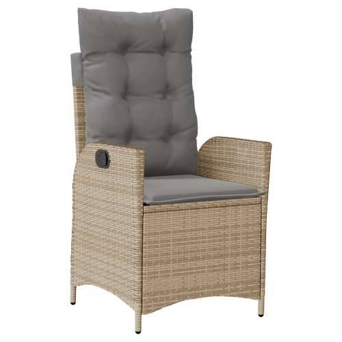 Set od 3 vrtnih stolica s jastučićima Bež Poly Rattan Cijena