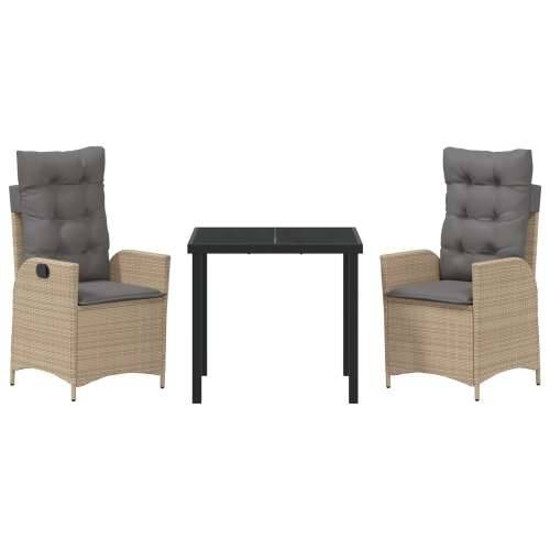Set od 3 vrtnih stolica s jastučićima Bež Poly Rattan Cijena
