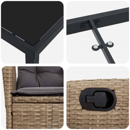 Set od 3 vrtnih stolica s jastučićima Bež Poly Rattan Cijena