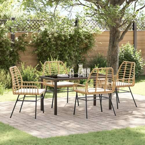 set od 5 komada vrtnih stolica s jastučićima smeđi poly rattan Cijena
