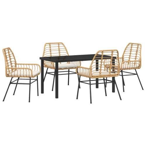 set od 5 komada vrtnih stolica s jastučićima smeđi poly rattan Cijena