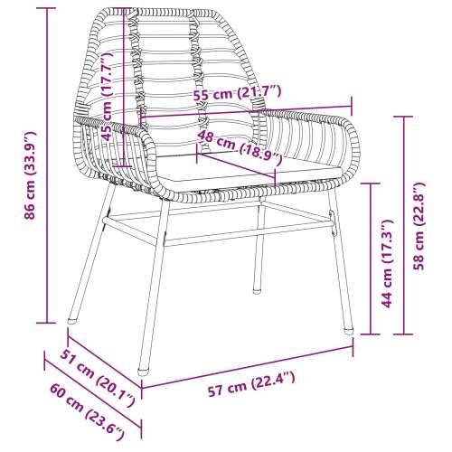 set od 5 komada vrtnih stolica s jastučićima smeđi poly rattan Cijena