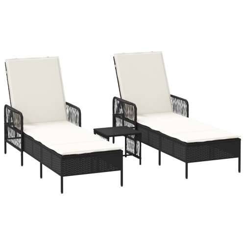 Set ležaljki na suncu Set od 3 Crna i krem bijela PE ratan, metal Cijena