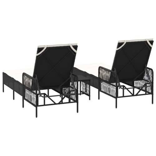 Set ležaljki na suncu Set od 3 Crna i krem bijela PE ratan, metal Cijena