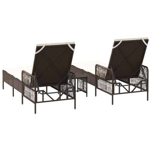 set ležaljki na suncu Set od 3 Smeđa i krem bijela PE ratan, metal Cijena