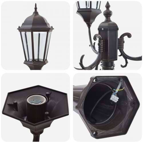 Stalak za vrtne lampe 3-lampe E27 Brončana 235 cm Aluminij Cijena