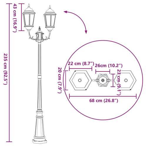 Stup vrtne svjetlosti 2-lampe E27 bijeli 235 cm aluminij Cijena