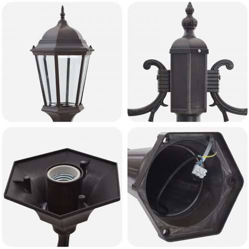 Stabljični reflektor za vrt 2-lampe E27 brončana 235 cm aluminij Cijena